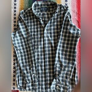 Ralph Lauren Navy, Green and White Plaid Shirt